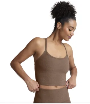Spacedye Slim Racerback Cropped Tank, True Chocolate Double stitching seams