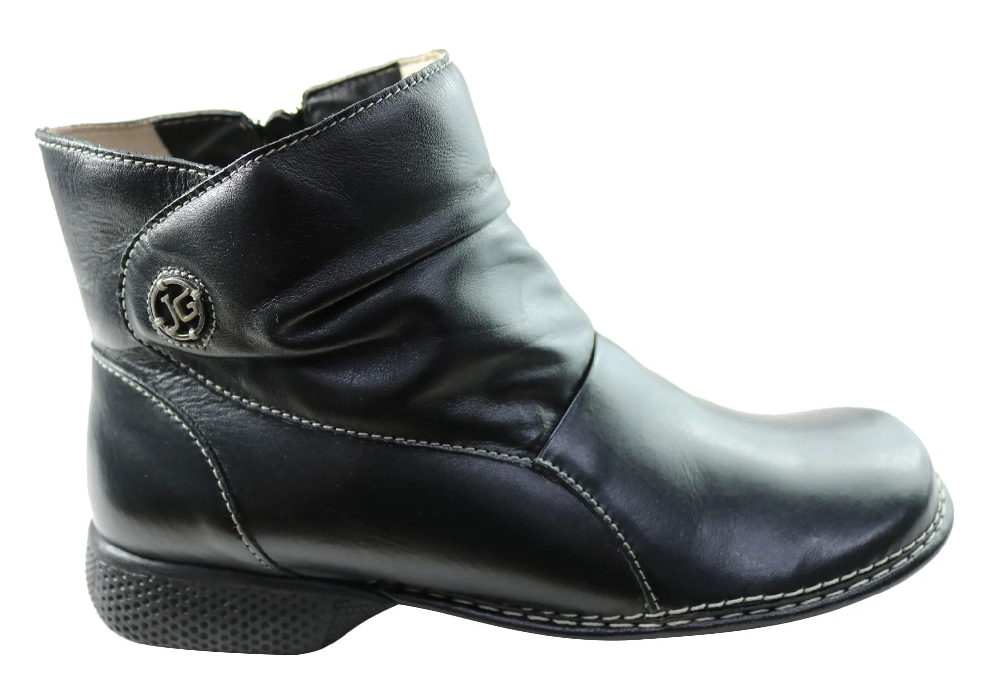 J Gean Cove Womens Comfortable Leather Ankle Boots Made In Brazil Reflective Safety Details