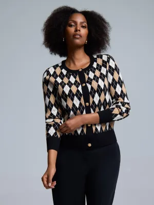 Smart touch Jacquard Button-Front Cardigan