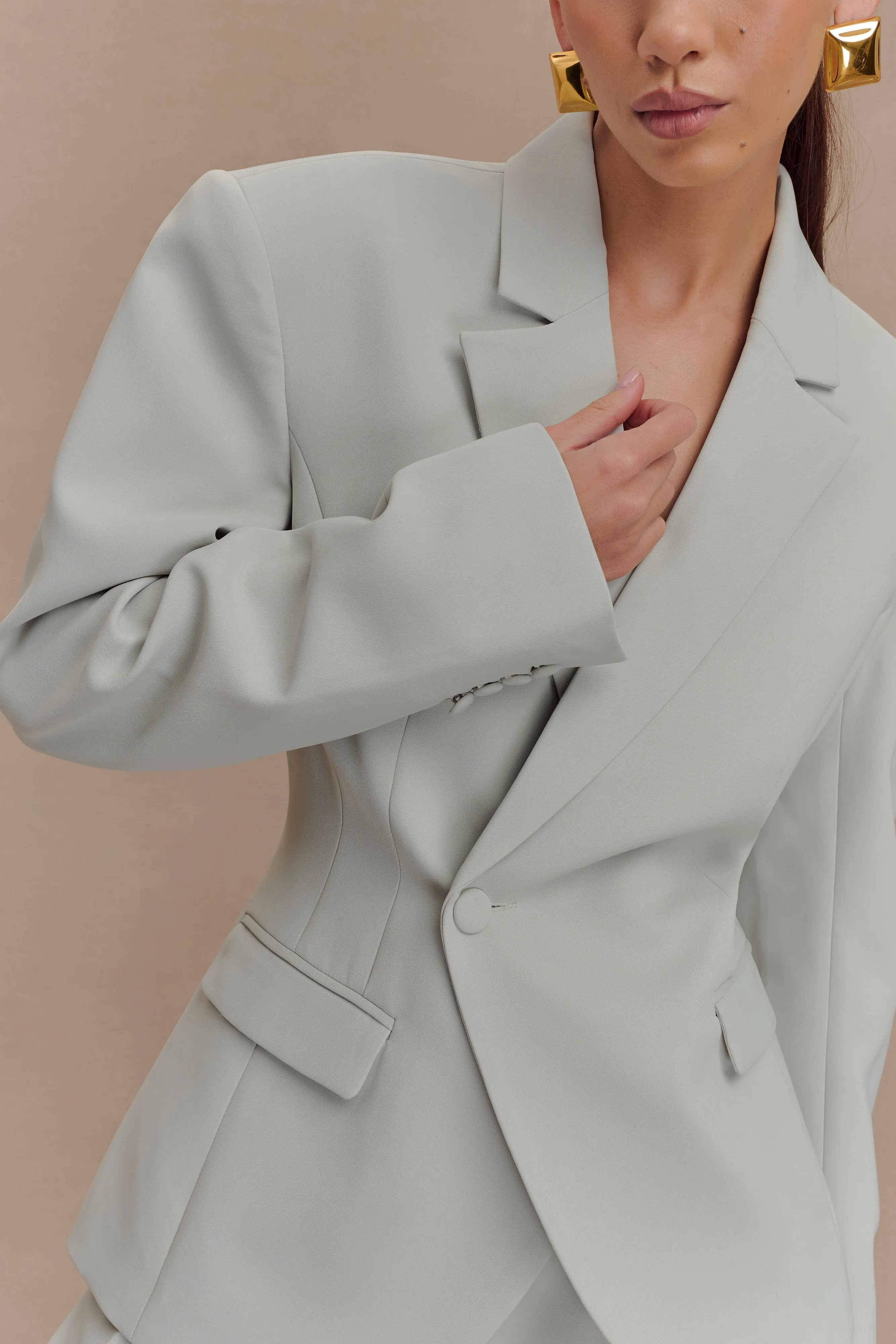 Jameson Cinched Suiting Blazer - Light Sage Travel Light Fit