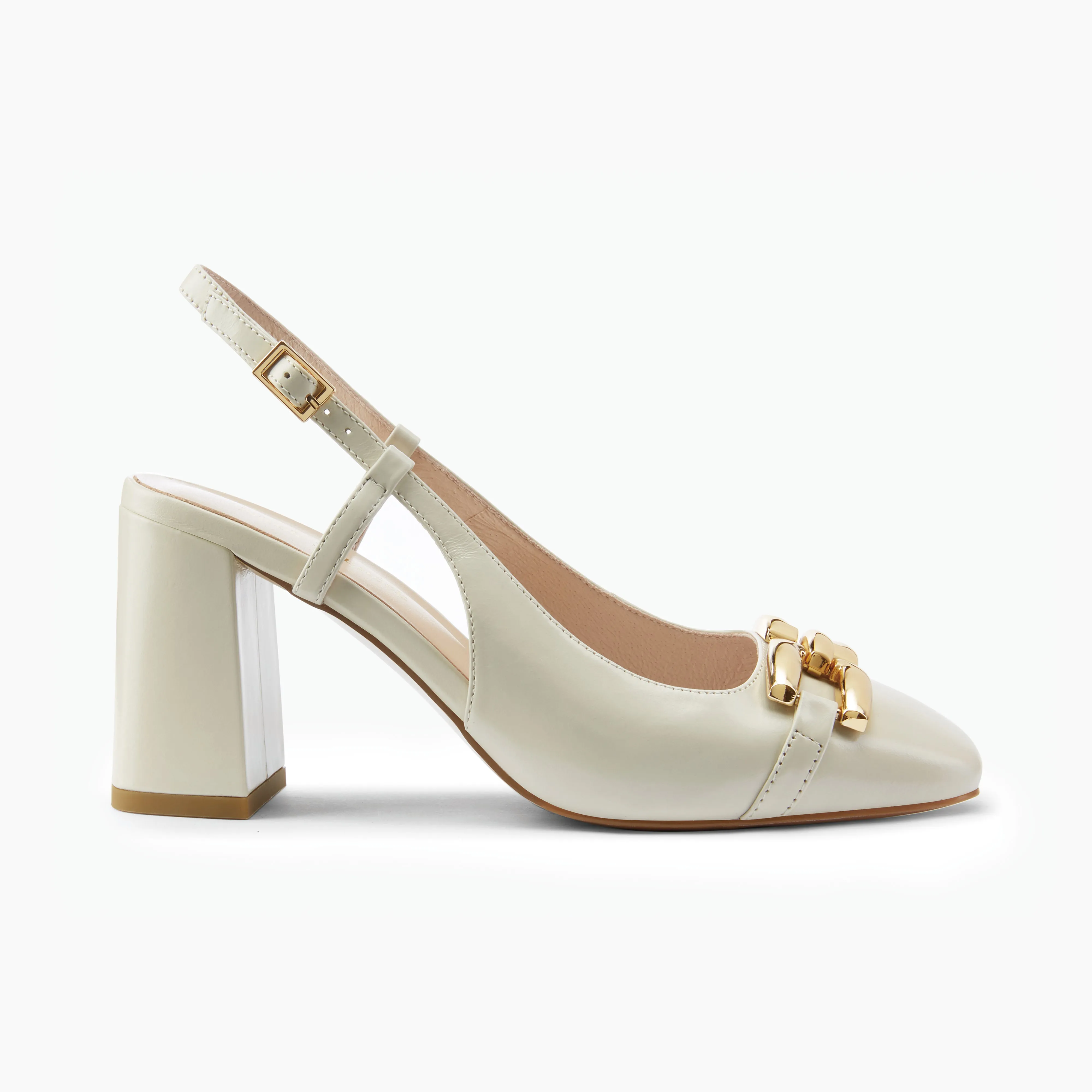 Chic Heeled Booties Jamie Slingback Heel | Ivory Leather