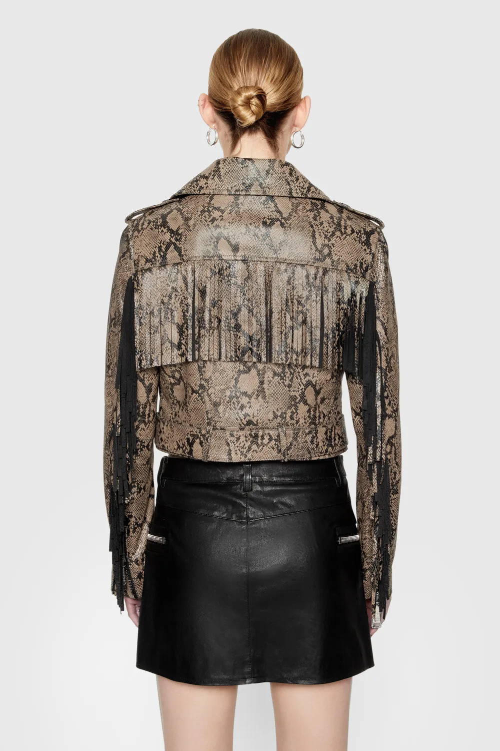 Janis Python Fringe Moto Subtle Layers Clean Edge Piece