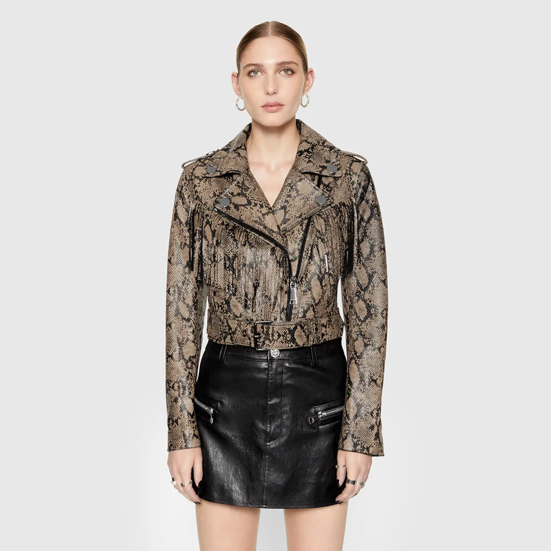 Janis Python Fringe Moto Elastic Cuff Adjustment Wind Chill Protection