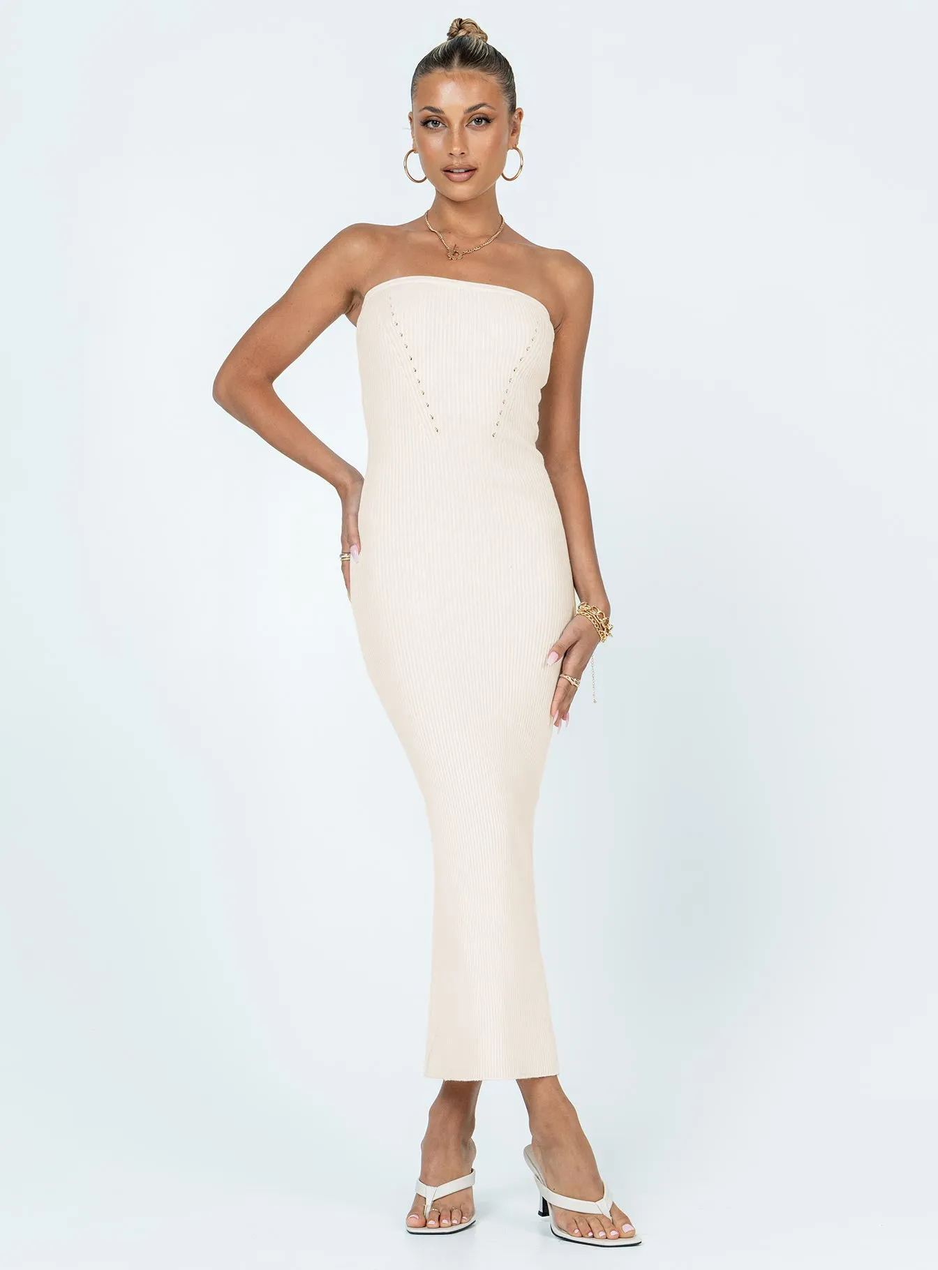 Lightweight-Layer Jayan Strapless Midi Dress White