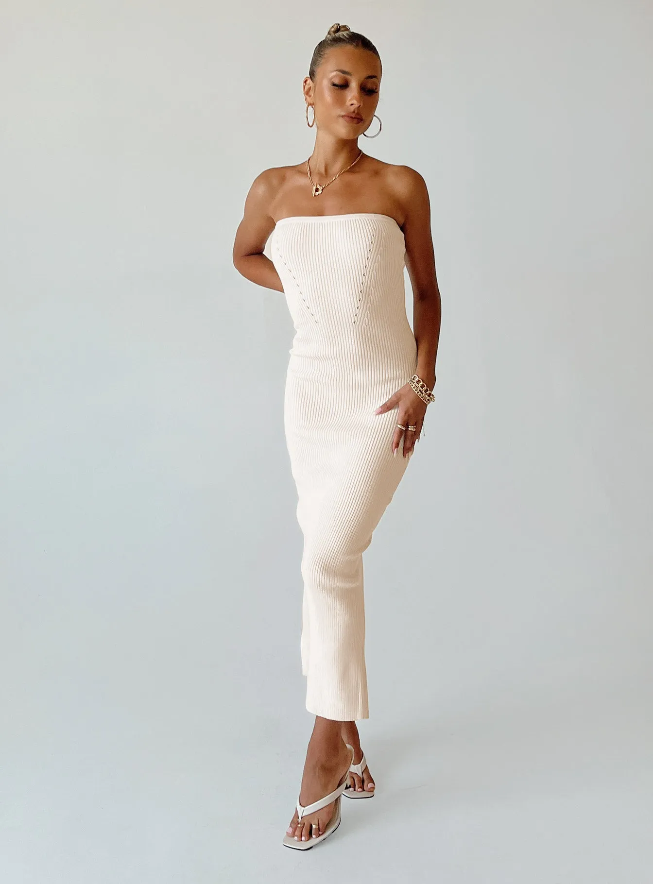 Must-have Jayan Strapless Midi Dress White