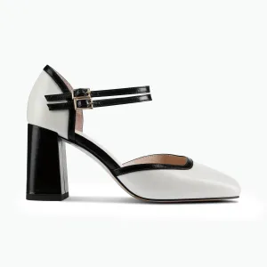 Jelico Heel | Black/ivory leather Slip Resistant Breathable Design