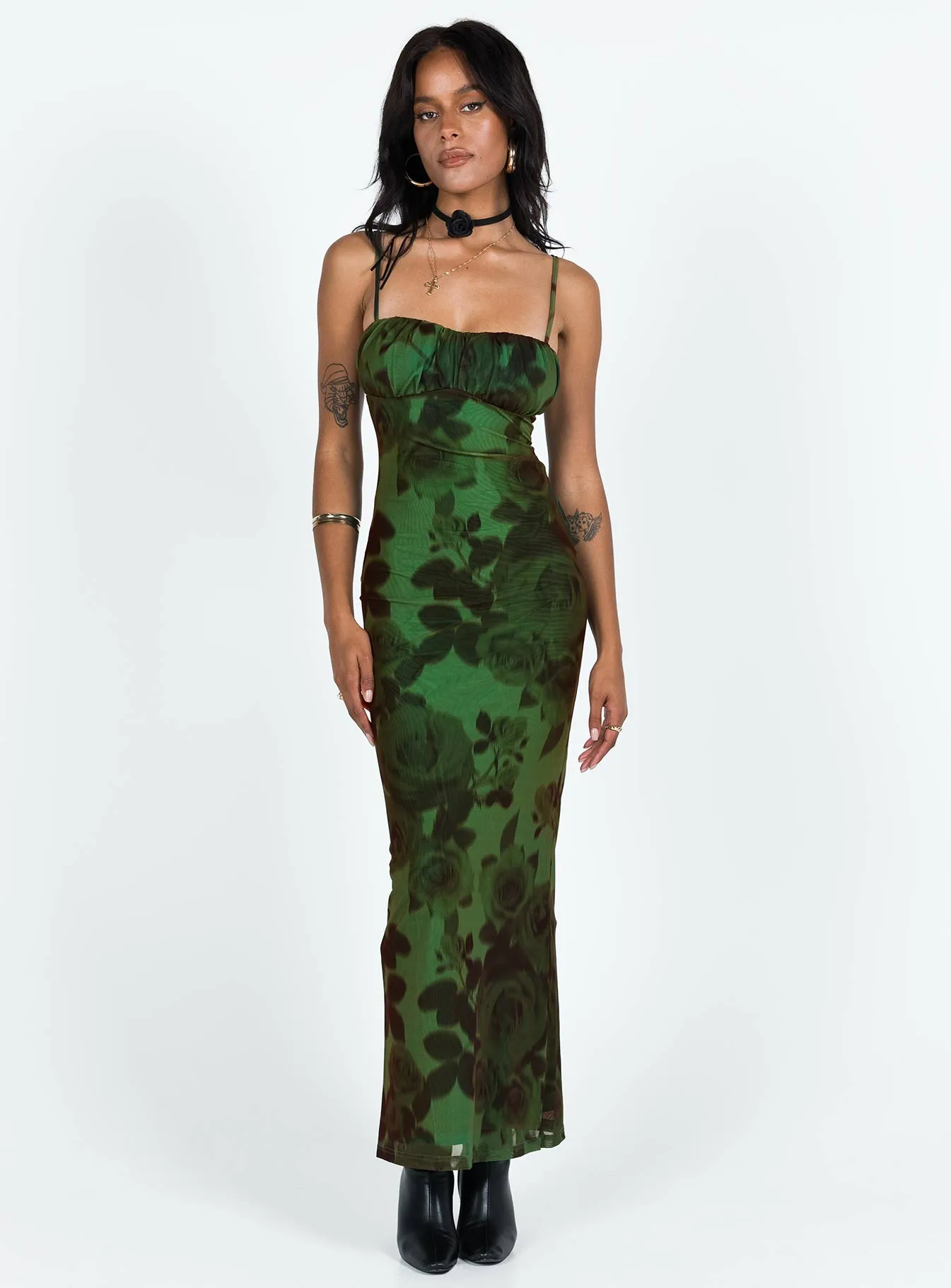 JGR & STN Thorne Maxi Dress Green Work Flex Open Back