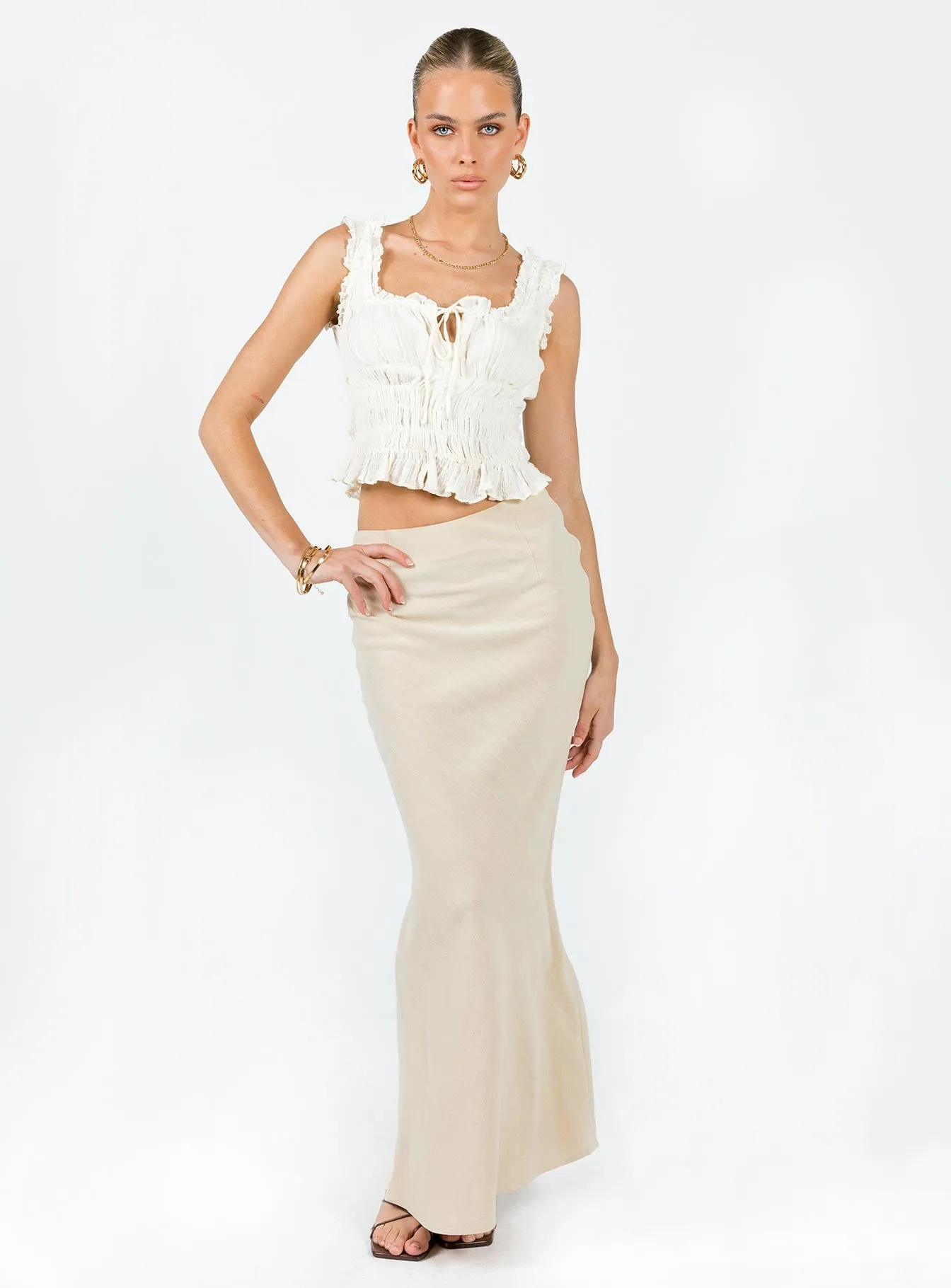 Ultra Comfort Casual Wear Jodie Maxi Skirt Oatmeal