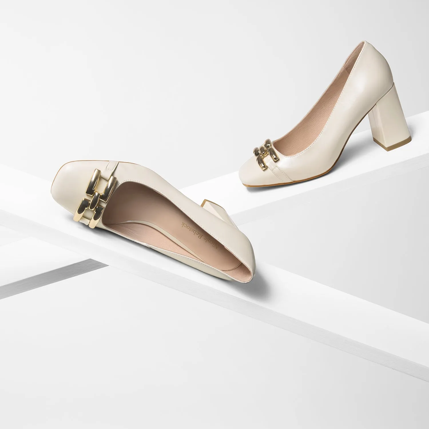 Jolie Pump Heel | Ivory Leather Premium Footwear
