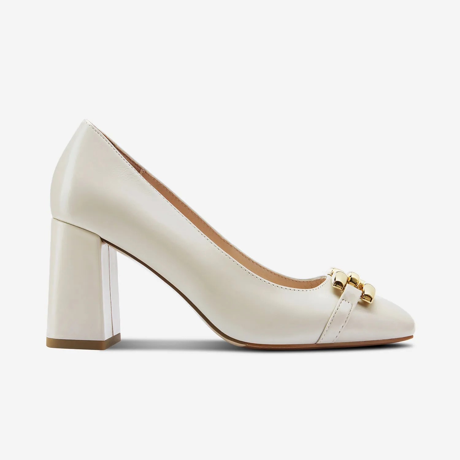 Jolie Pump Heel | Ivory Leather Metallic Evening Shoes