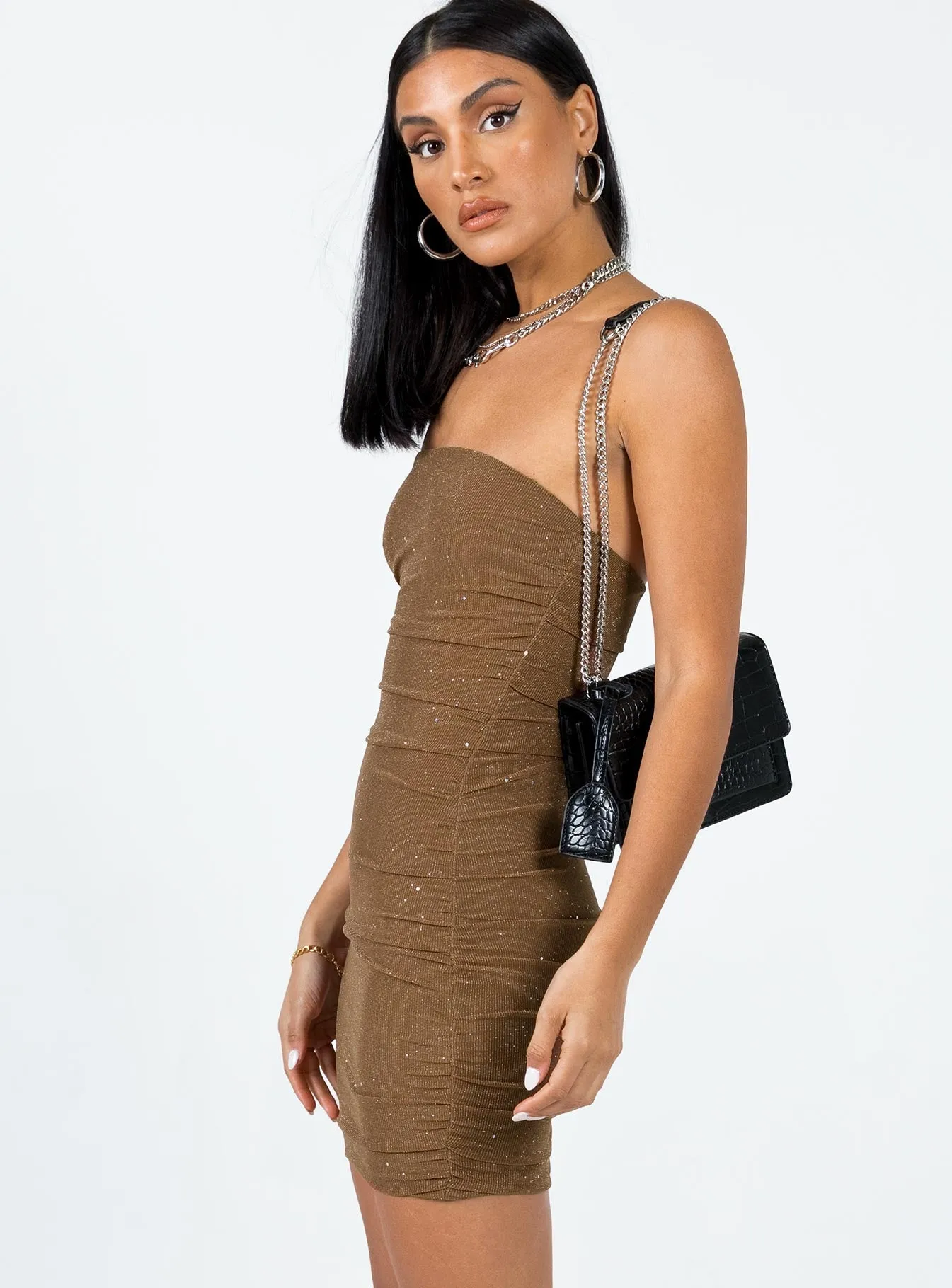 Seasonal Must-Have Cool Simplicity Joselyn Strapless Mini Dress Brown