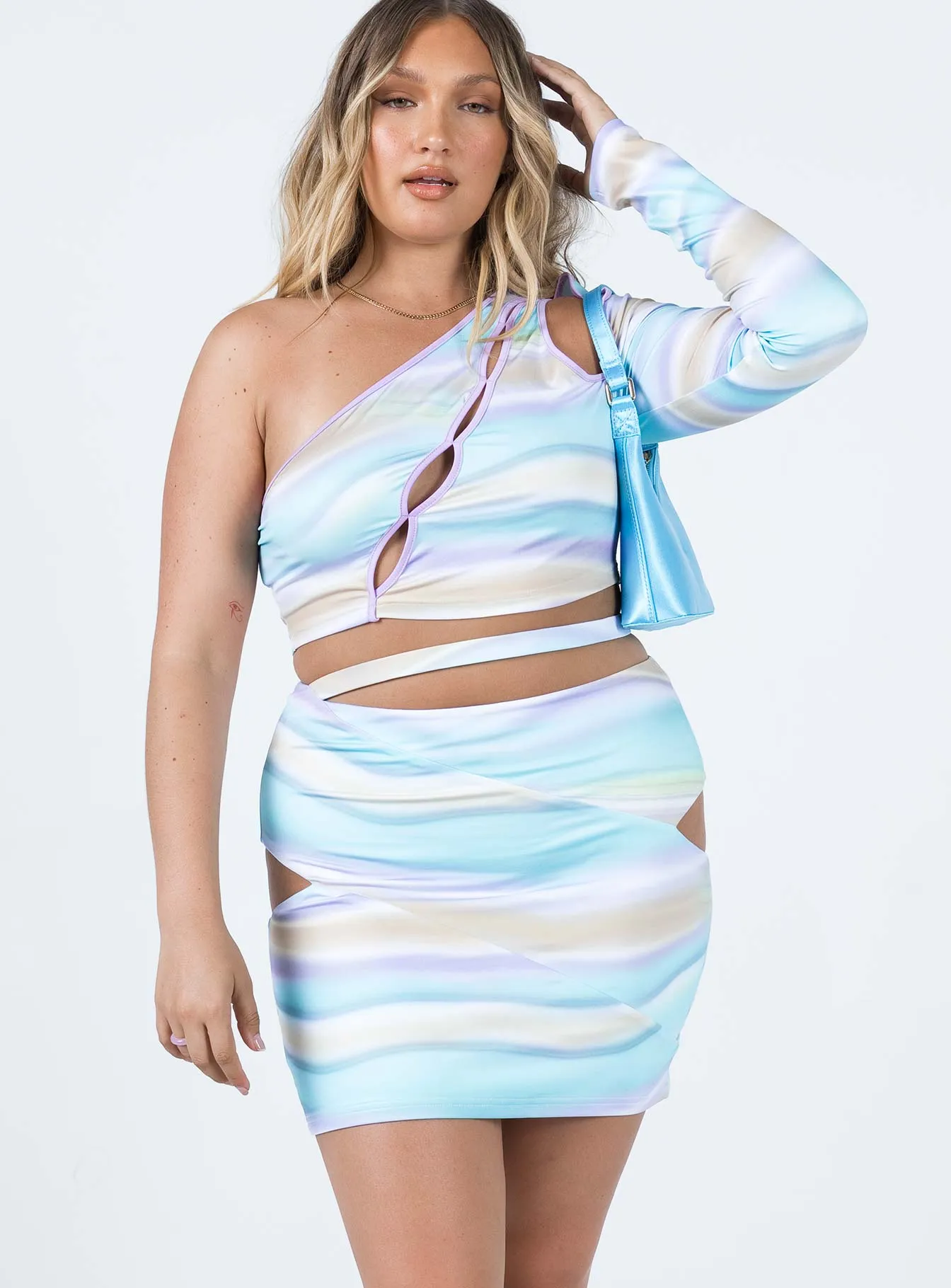 Timeless Trend Opaque Lining Josie Marble Mini Skirt Multi