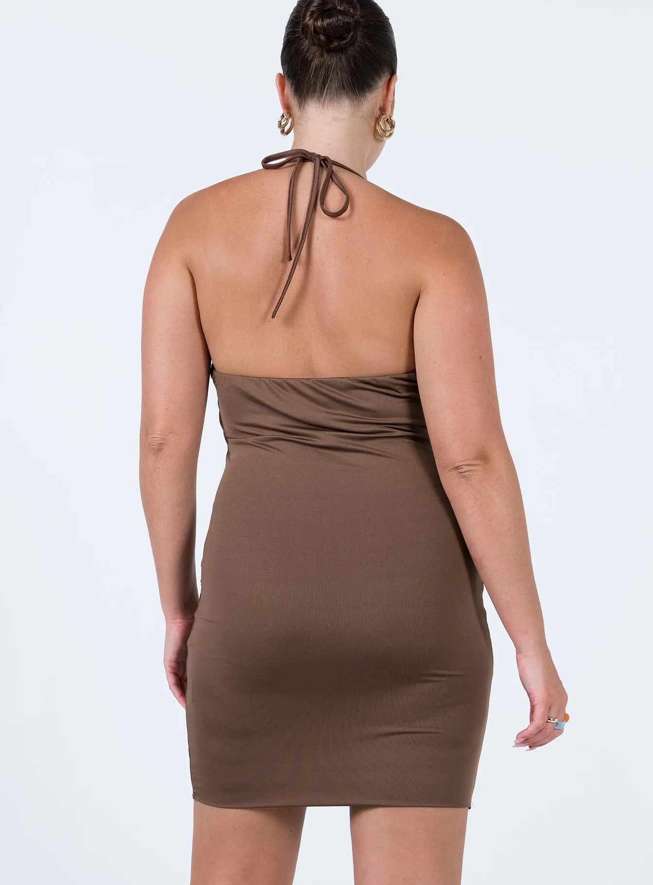 Smart Fabric Zip-Closure Judson Mini Dress Chocolate