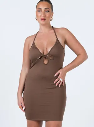 Tonal-Panel Judson Mini Dress Chocolate