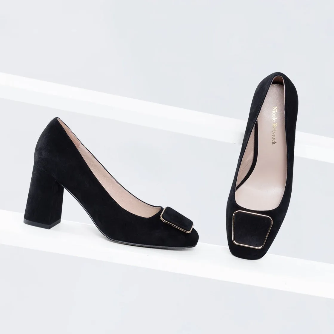 Open Heel Shoes Fashion Ready Julia Pump Heel | Black suede