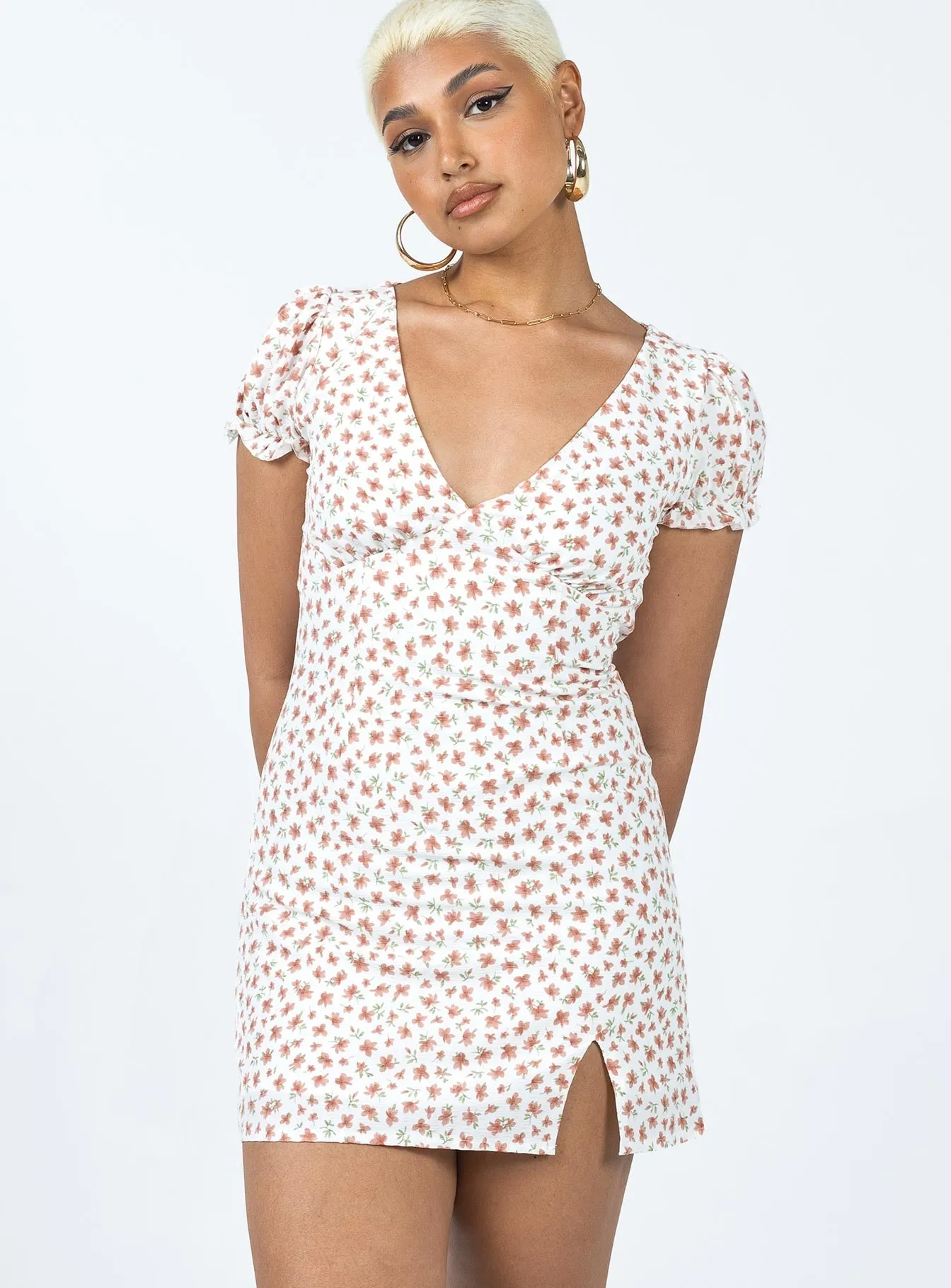 Vibrant Waist Quick Drying Kacey Mini Dress White Floral