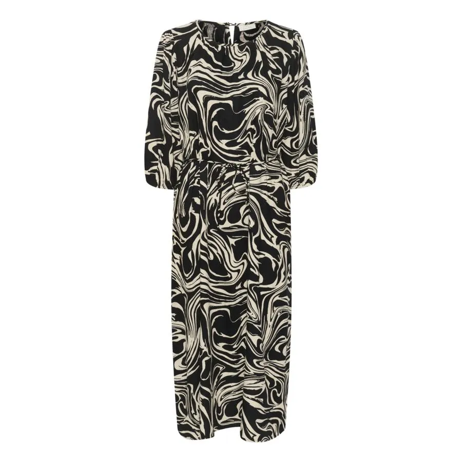 product customization options Kaffe Womens Carmen Dress 1/2 Sleeve Black/White Graphic Paint