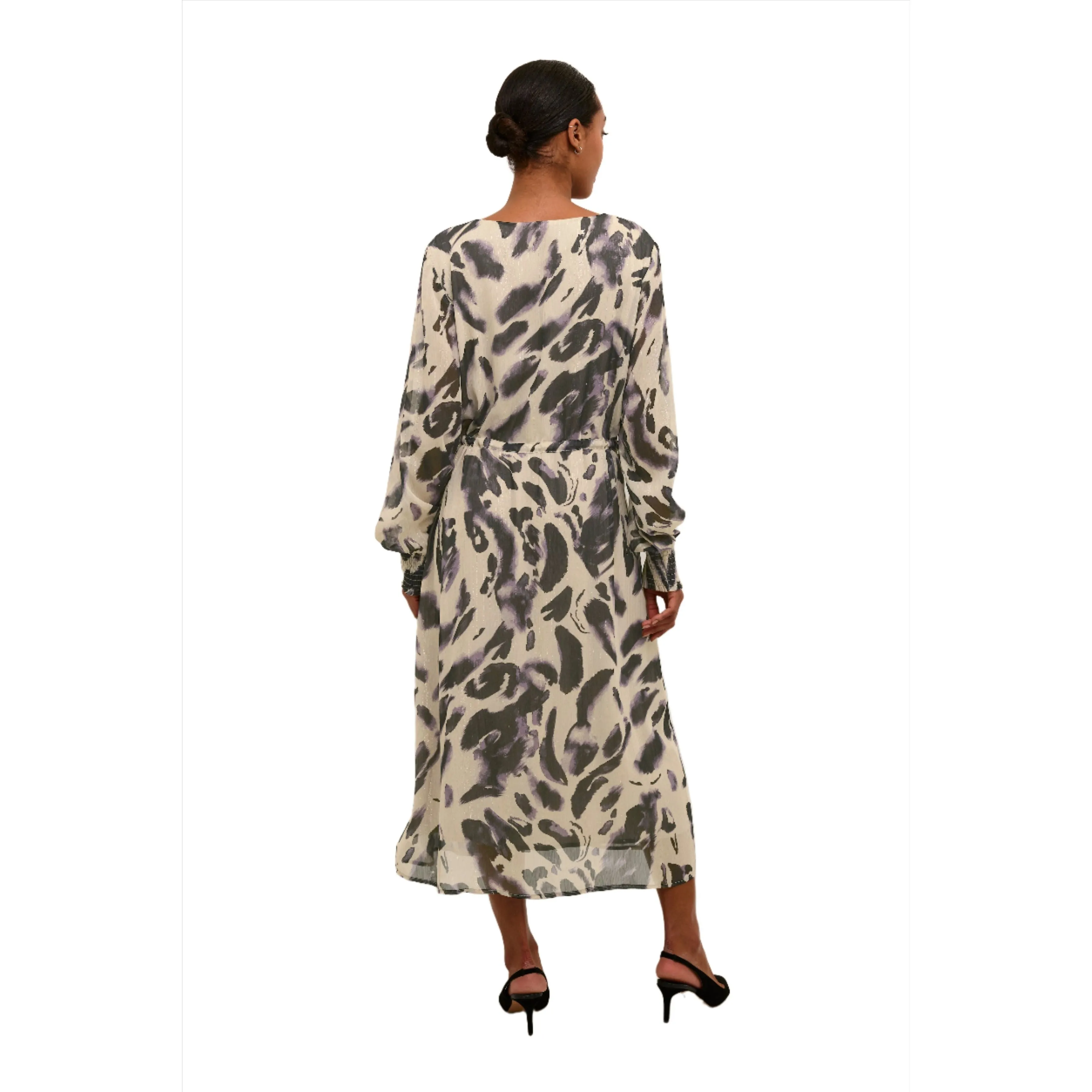 Kaffe Womens Fina Dress Black/Feather Grey Leopard product value for money product bright vibrancy