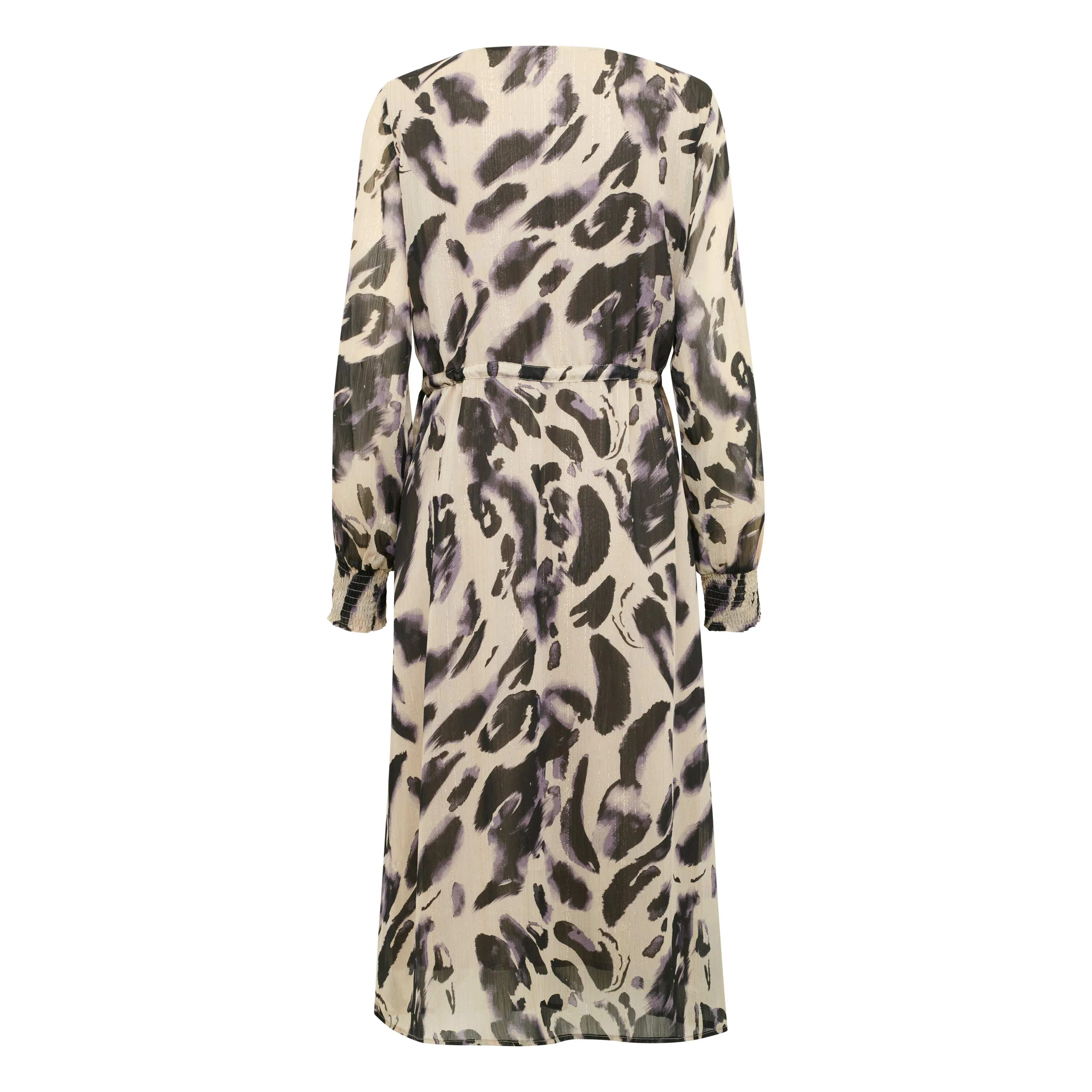 Kaffe Womens Fina Dress Black/Feather Grey Leopard product package deal lanyard accents