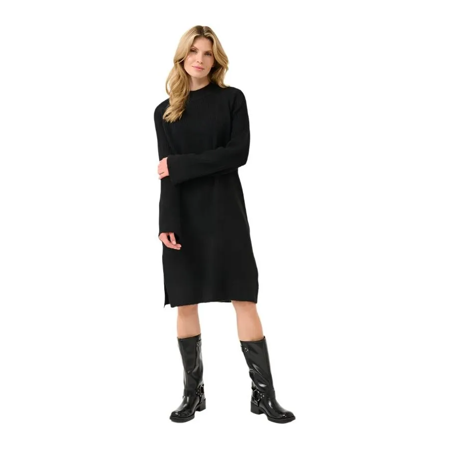 Kaffe Womens Rinya Knit Dress Black Deep Fresh Relaxed Premium Quality