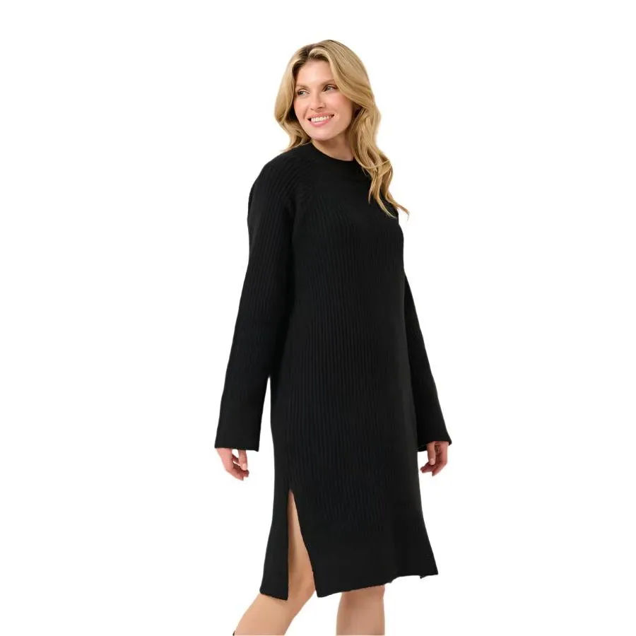 Kaffe Womens Rinya Knit Dress Black Deep Camouflage