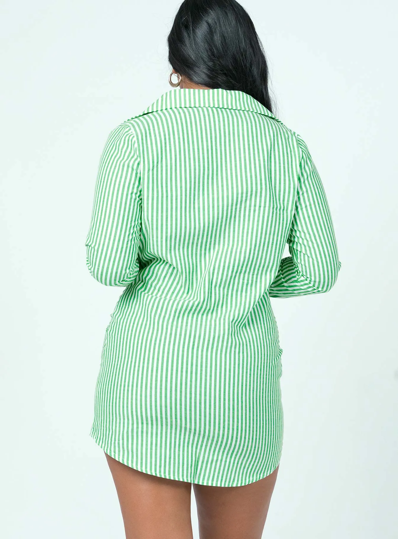 Minimalist Fit Gentle Aesthetic Kali Shirt Mini Dress Green