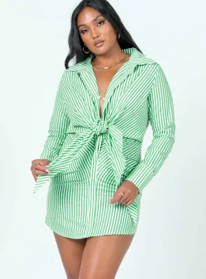 Neutral Layer Kali Shirt Mini Dress Green