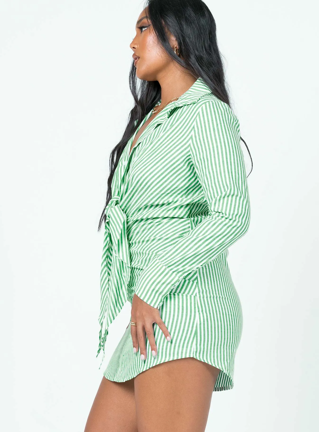 Kali Shirt Mini Dress Green Bold Touch Fine Details