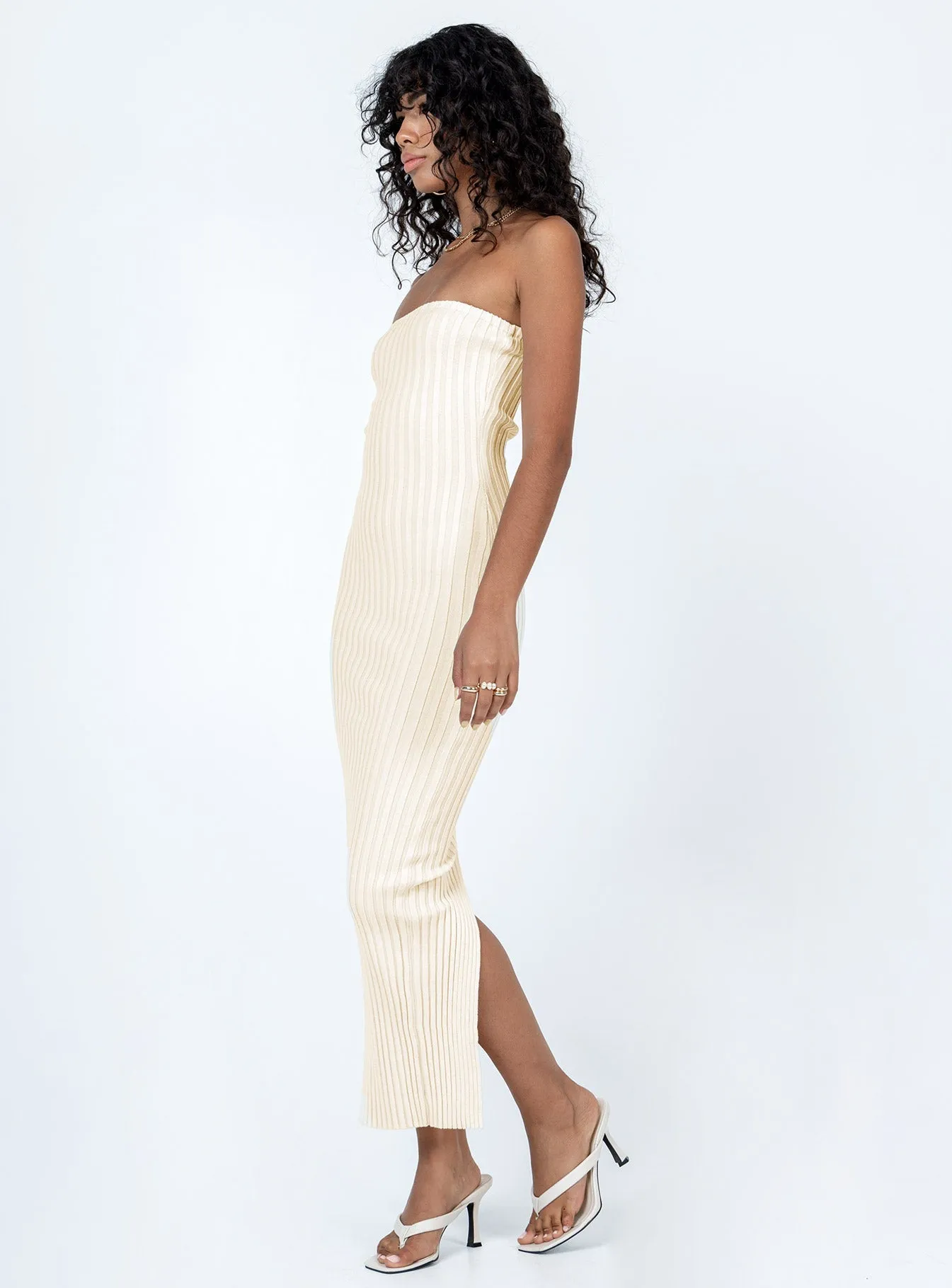 Kalla Midi Dress Beige Tie-dye