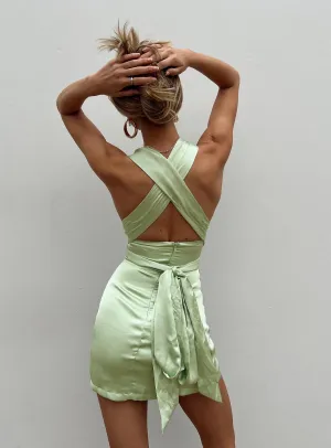 Katina Mini Dress Green Modern Waist Design