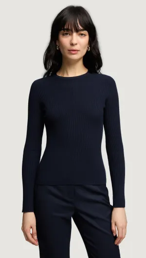 Knit Longsleeve Crew in Stretch Tencel | Midnight Gentle Fabric Leisure Look