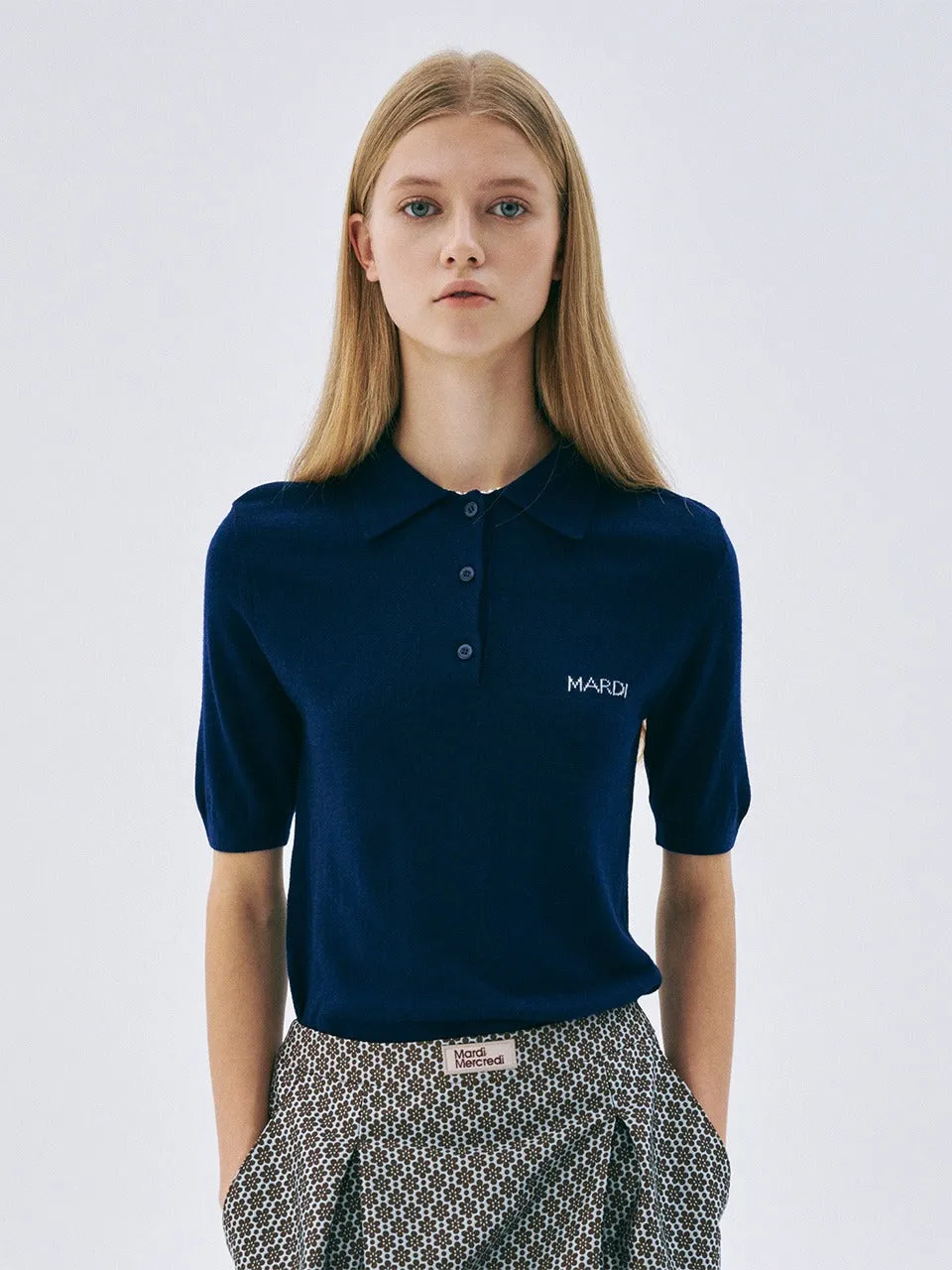 Casual Fashion KNIT SLIMFIT SHIRT PIQUET_NAVY