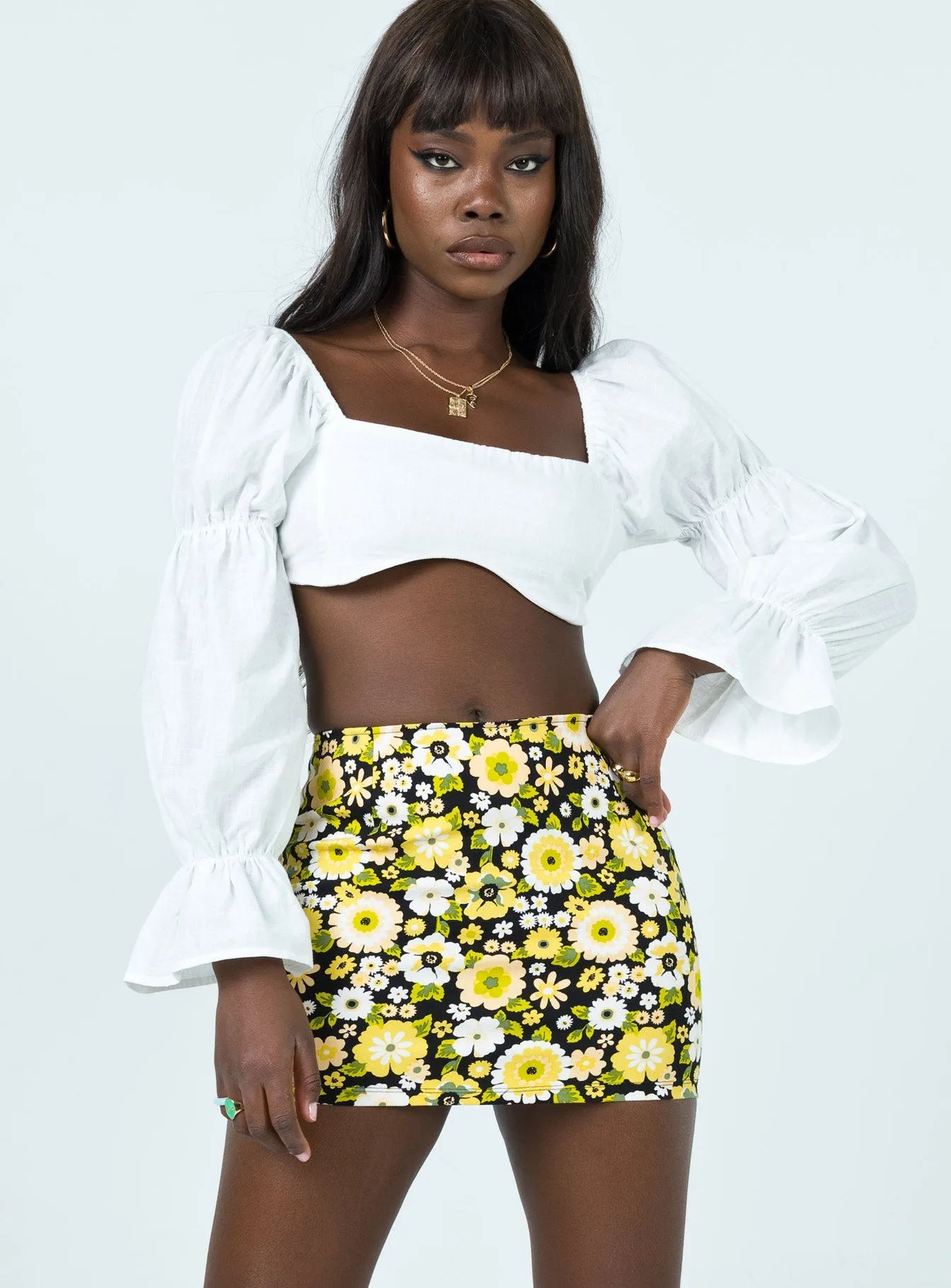 Motel Ima Skirt Retro Floral Maternity Friendly