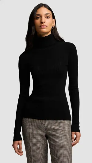 AntiPilling Technology Knit Turtleneck in Stretch Wool | Black