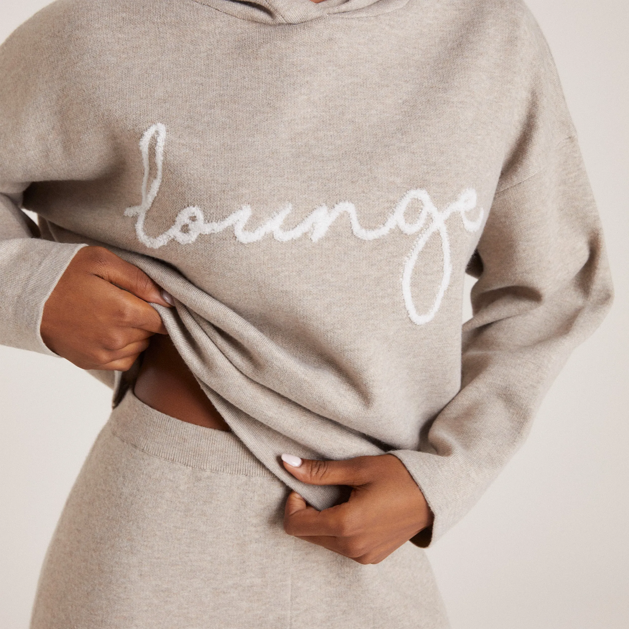Knitted Lounge Hoodie - Taupe Marl kids Cozy All Season