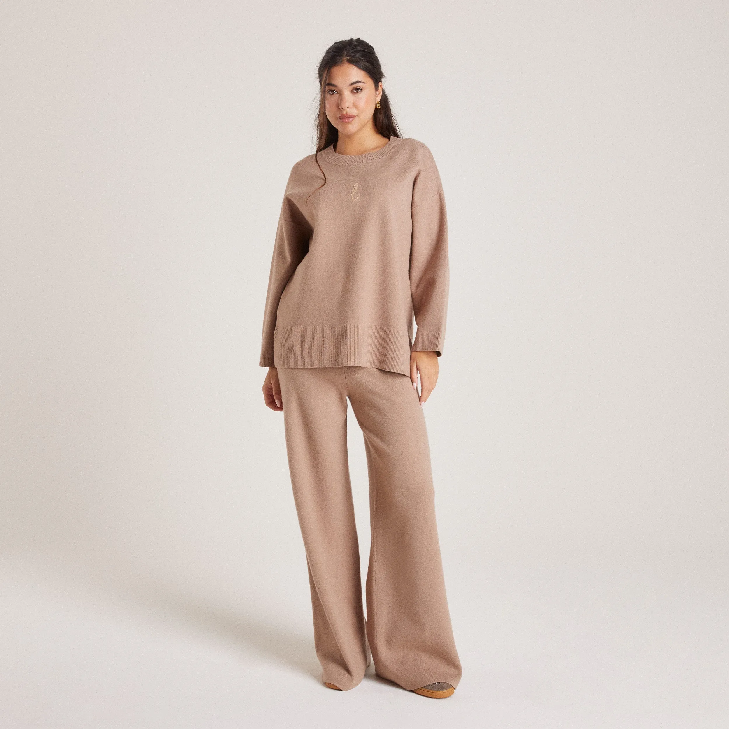 Knitted Pants - Mink Reflective Trim Options Soft Texture