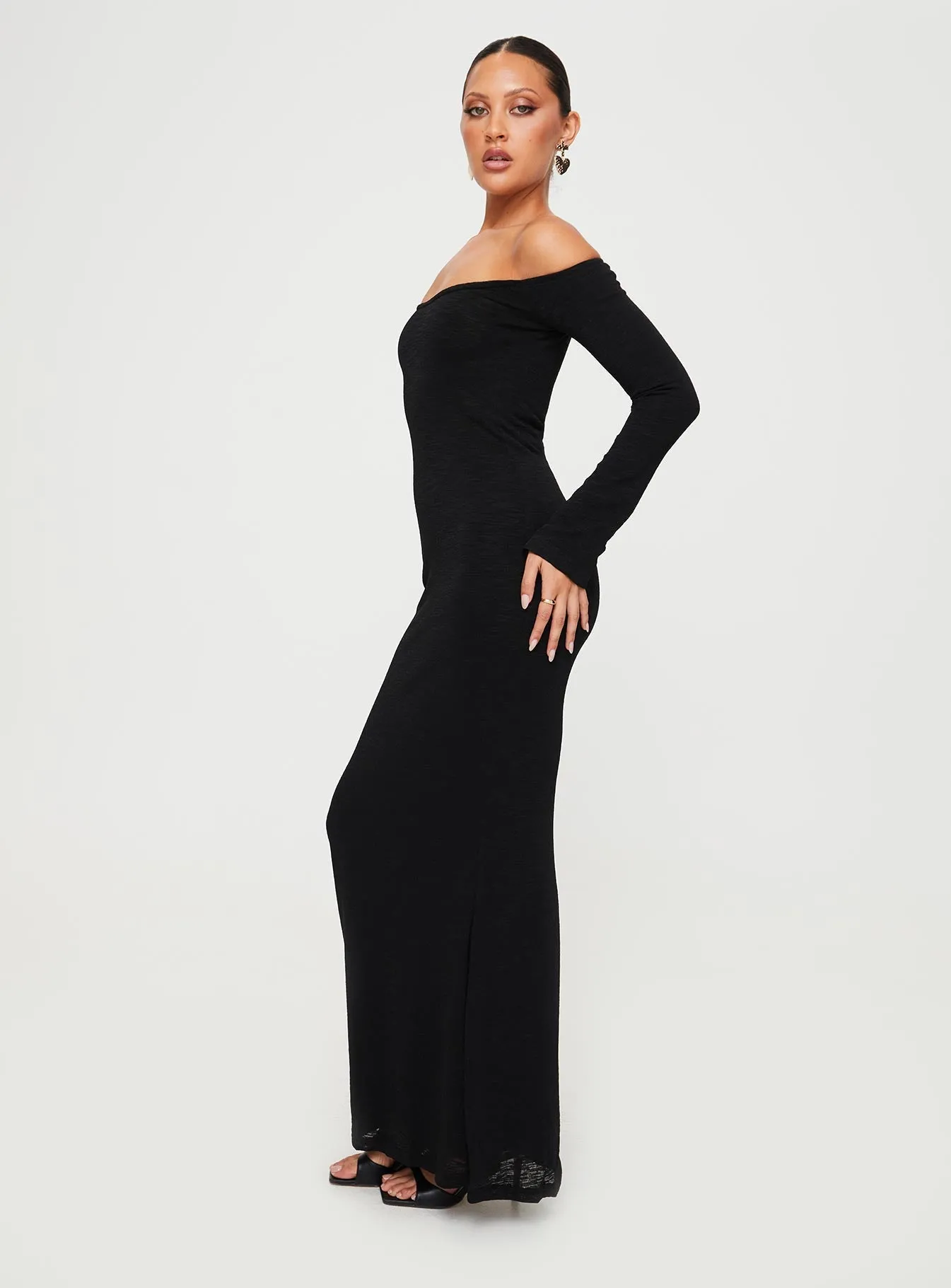Korey Off The Shoulder Maxi Dress Black Fall Tone