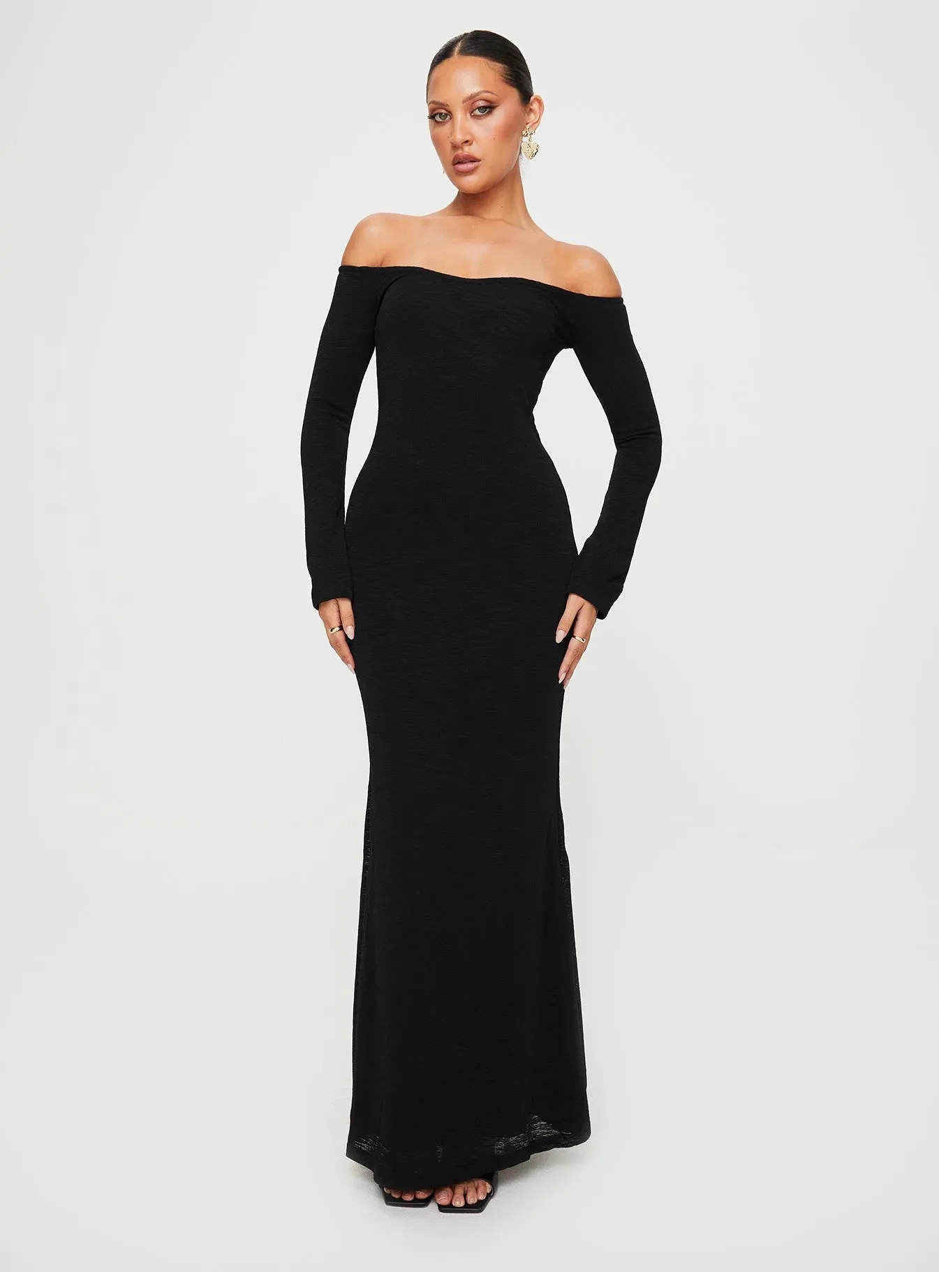 Feminine Details Lounge Comfort Korey Off The Shoulder Maxi Dress Black