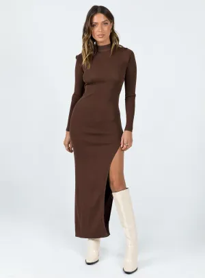 Kylen Maxi Dress Brown Statement Look