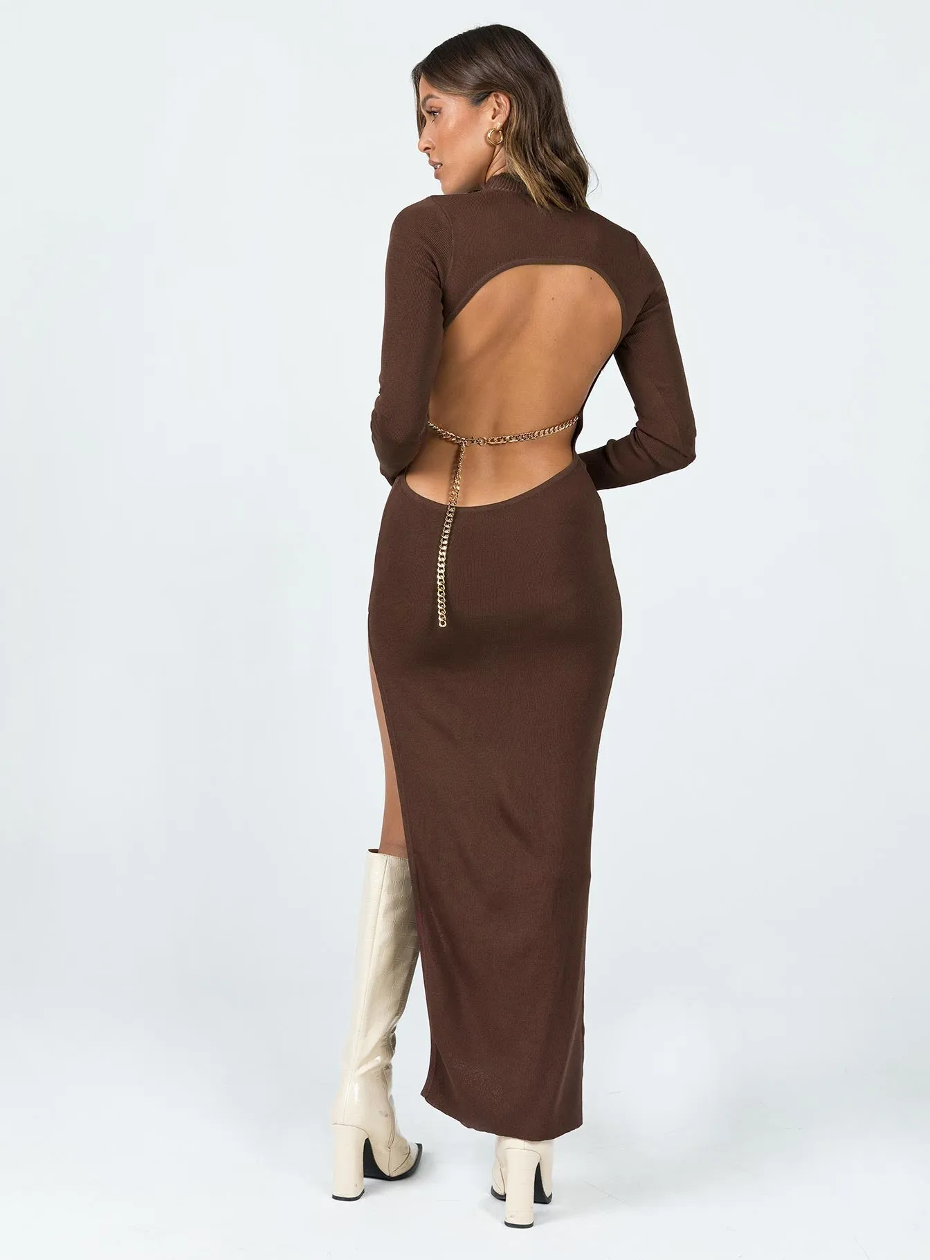 Bright Colors Kylen Maxi Dress Brown