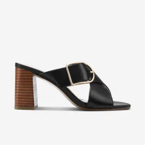 Kylie Sandal Heel | Black Leather Season Favorite quick dry