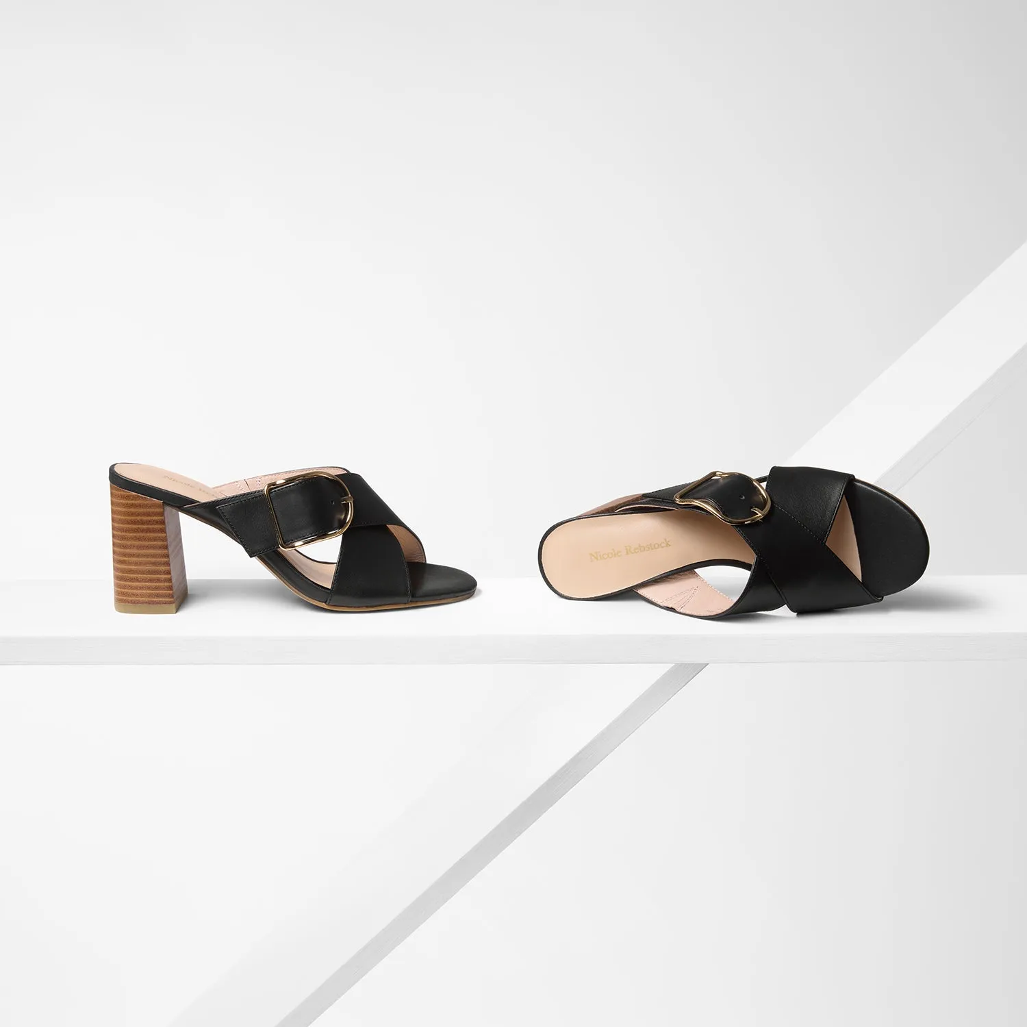 Stable Kylie Sandal Heel | Black Leather