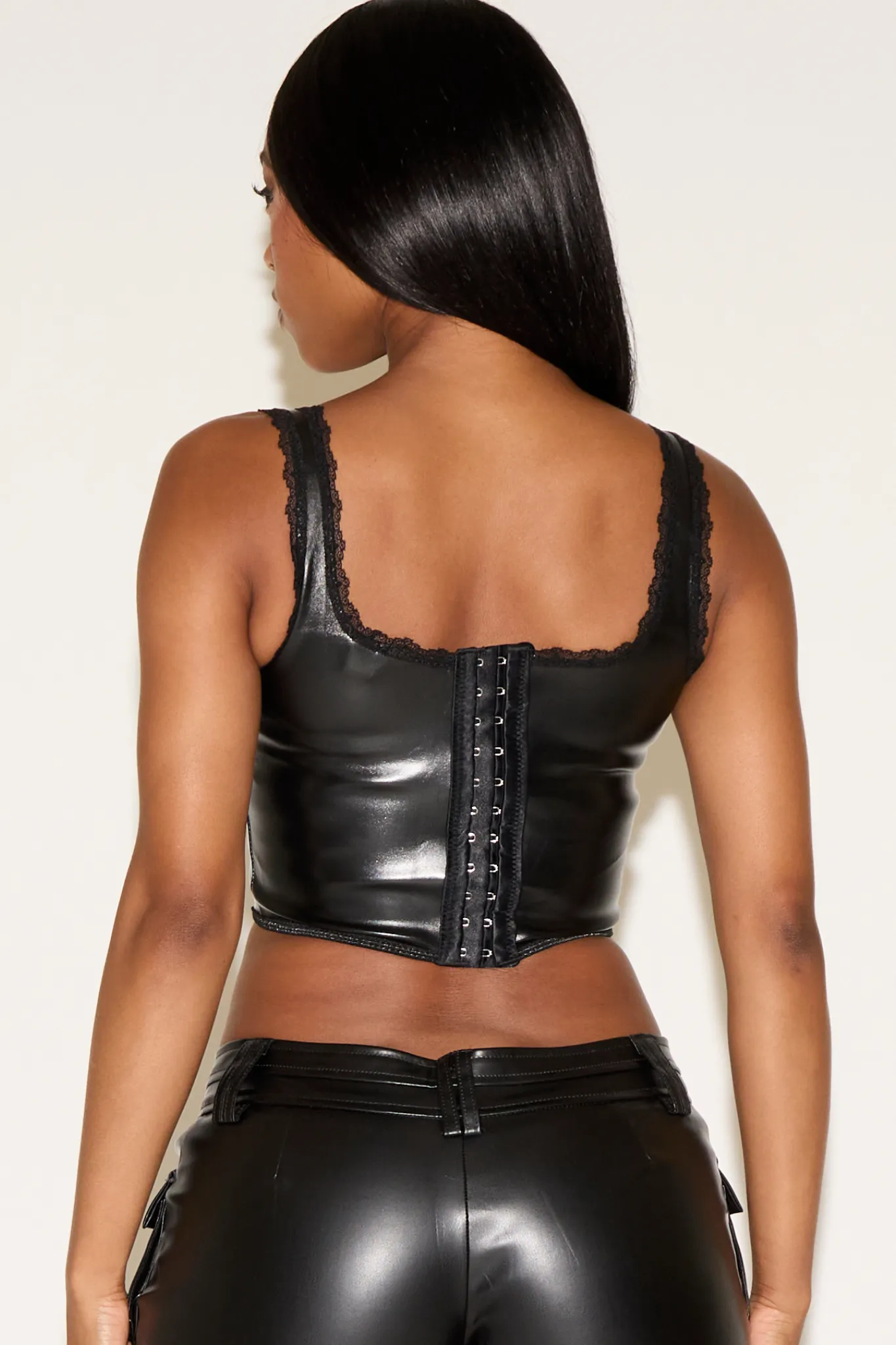 LACE TRIM VEGAN LEATHER SLEEVELESS CORSET TOP SPTO25052405 (8) Bright and Bold Elegant and Relaxed