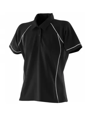 Performance Wear Fit Ladies Performance Piped Polo | BLACK/WHITE