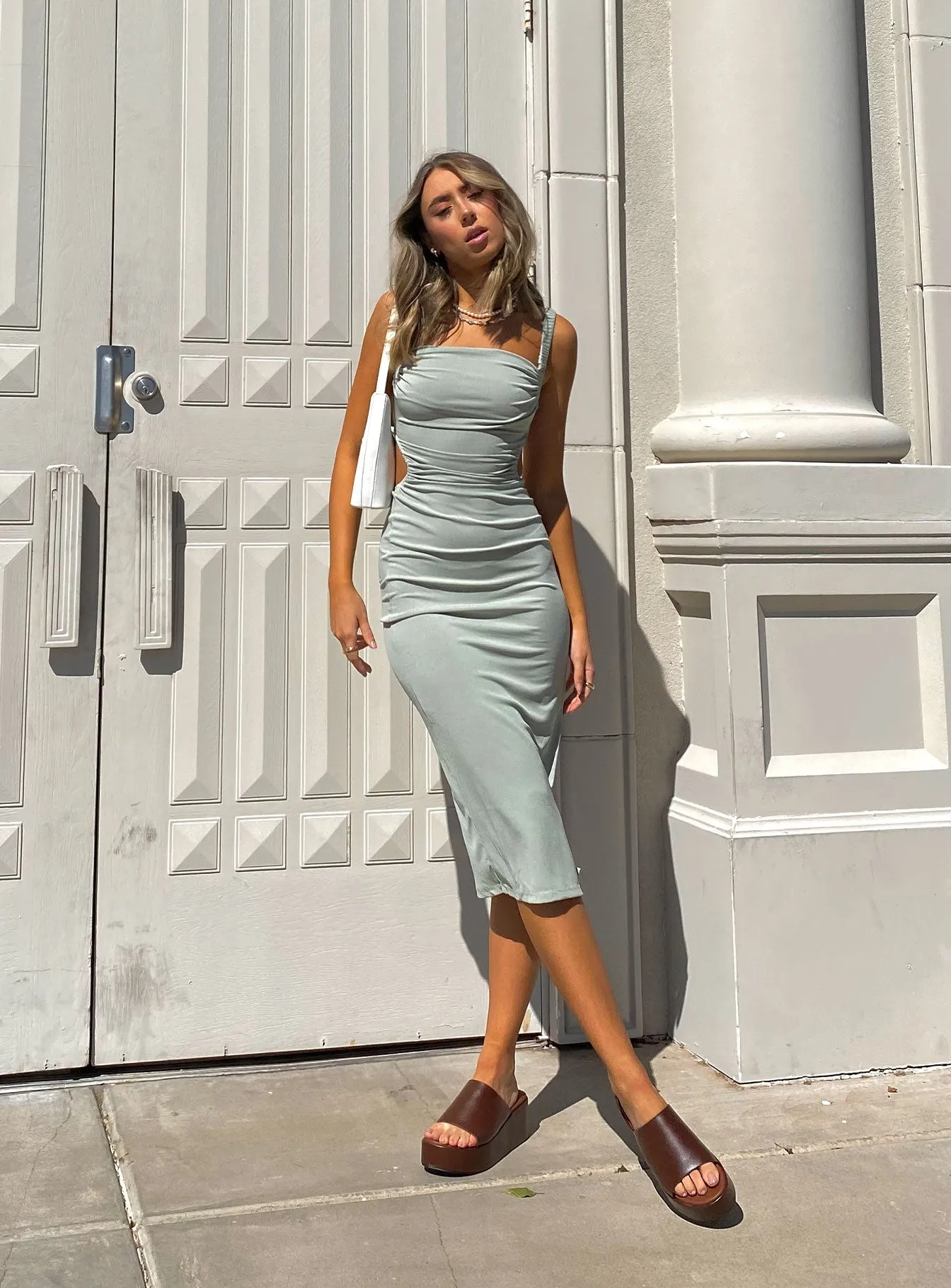 Graceful Ease Lainey Midi Dress Sage