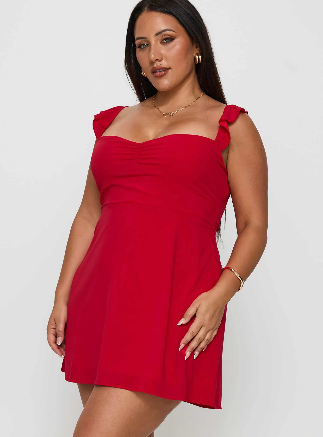 High-Neck Landon Mini Dress Red Curve