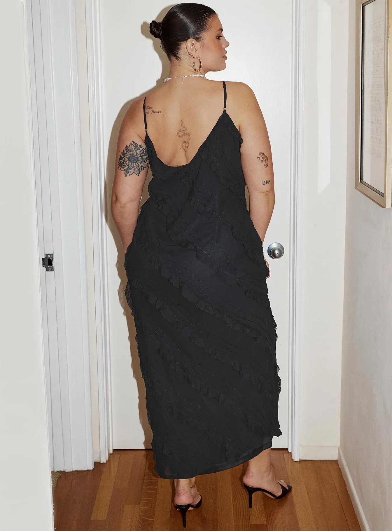 Fashionable Layer Lars Maxi Dress Black Curve