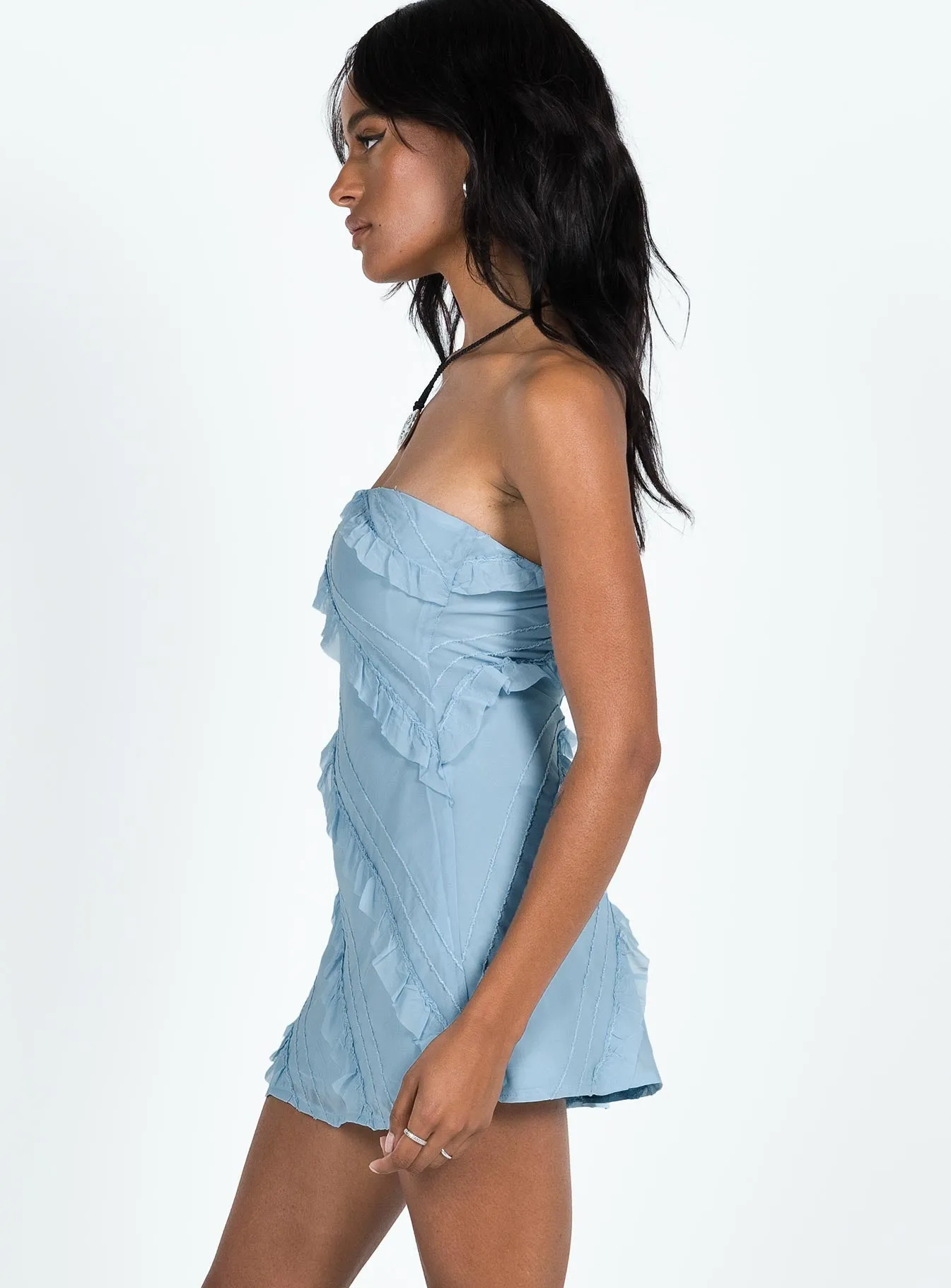 Lars Strapless Mini Dress Blue Minimal Motion