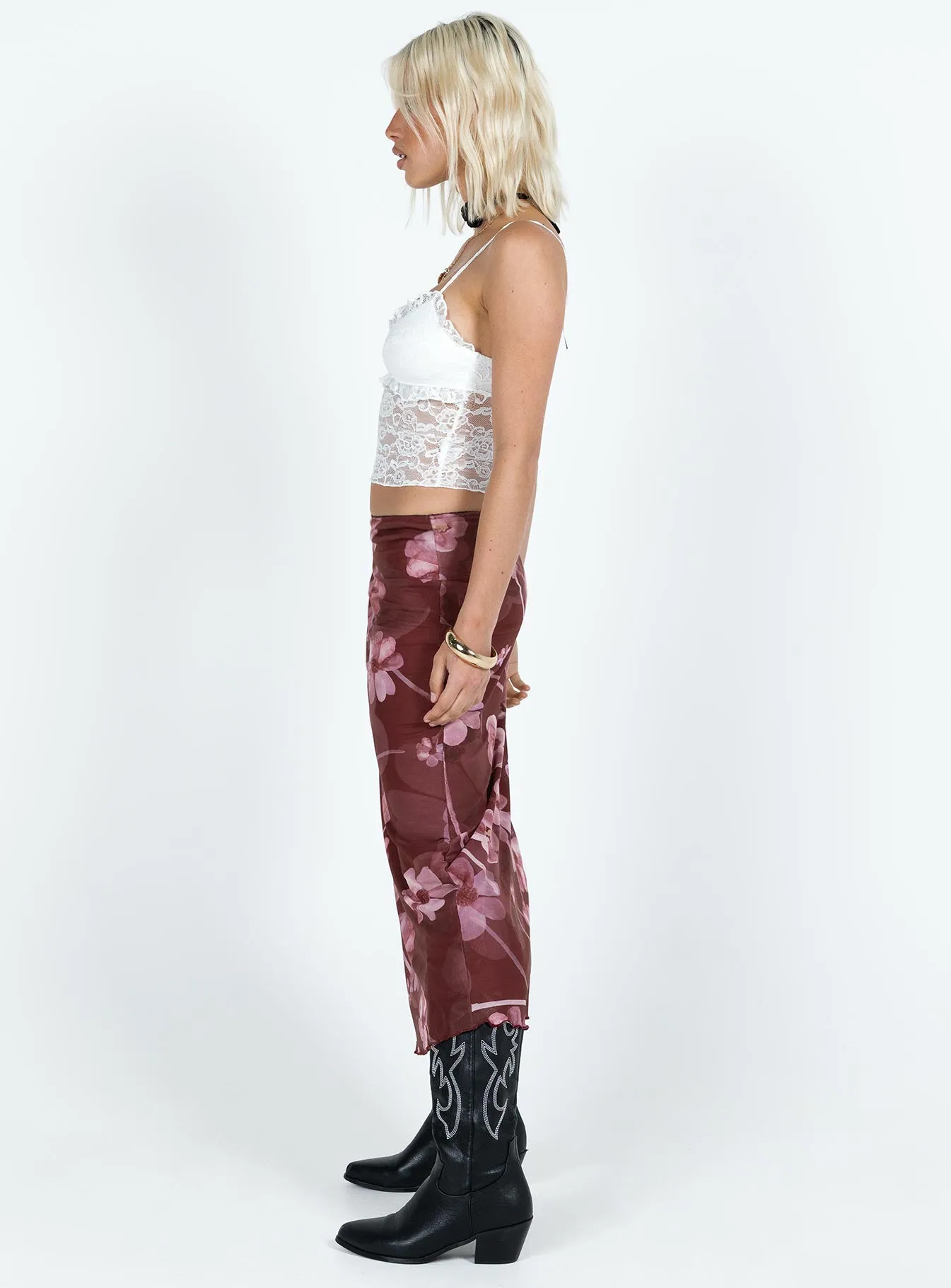 Lassie Midi Skirt Purple Floral Weekend Favorite