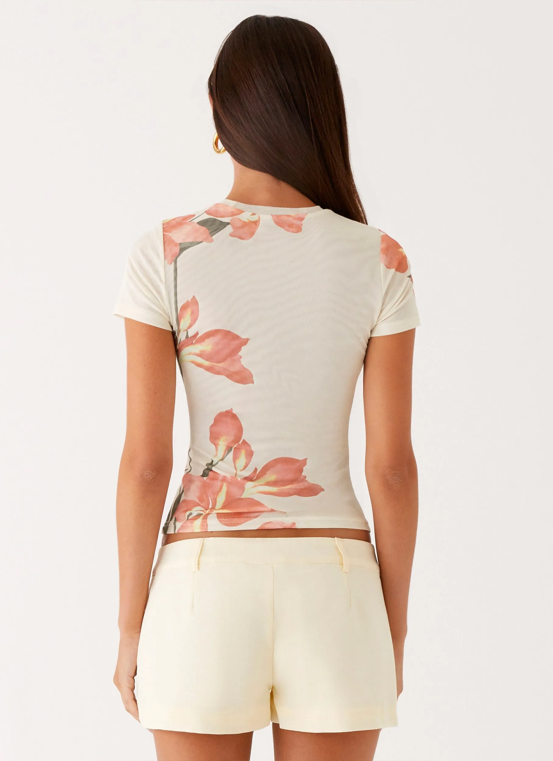 Late Night Mesh Baby Tee - Siena Floral Casual Essentials Wear Layering Comfort Wear